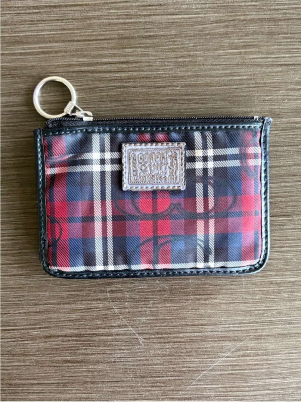Coach Poppy Tartan Plaid Glam Tote + Cardholder (Red/Blue) 18713 - Picture 12 of 16